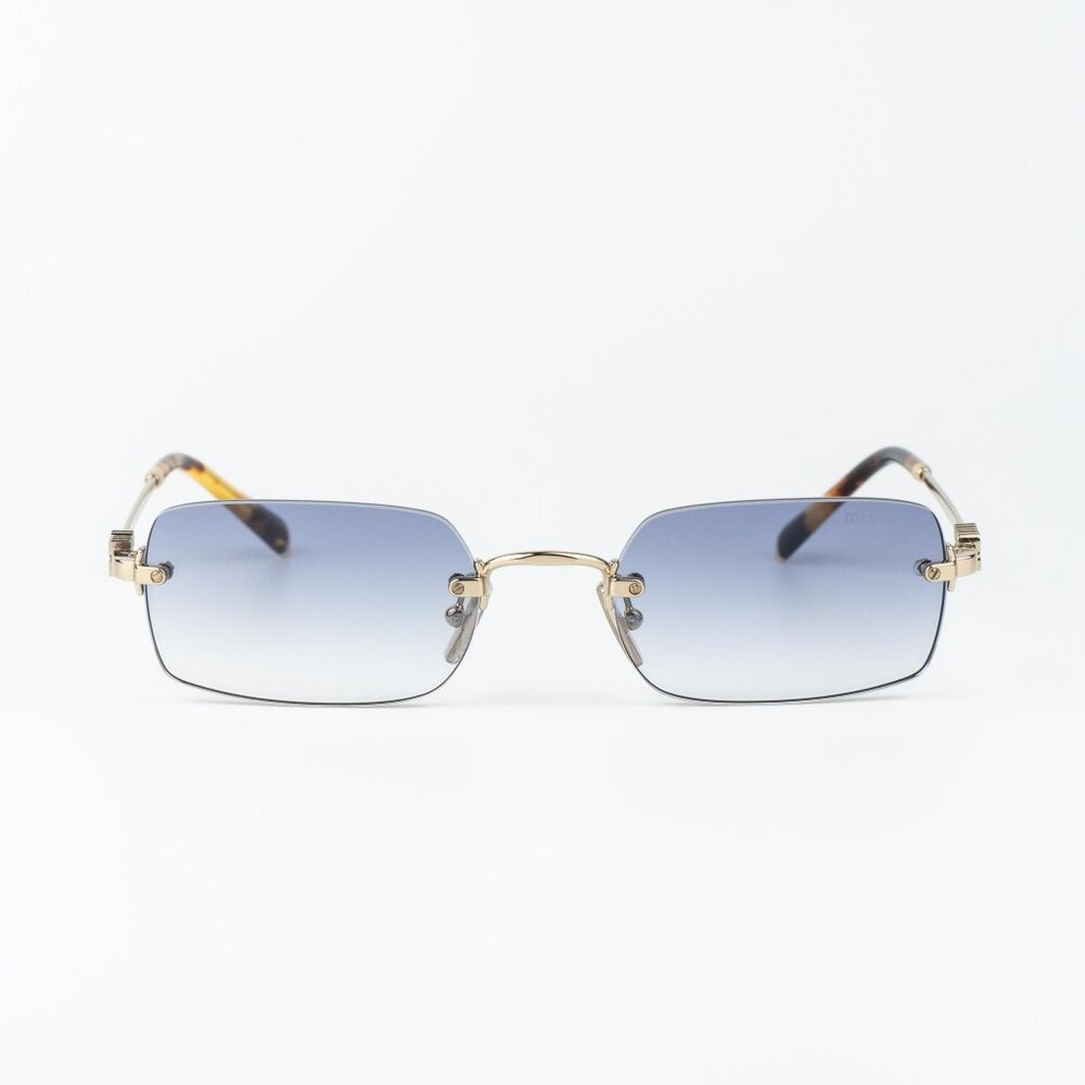Miu Miu Men Sunglasses Gold Gradient Blue Rectangle MUB50S ZVN80O NEW AUTHENTIC